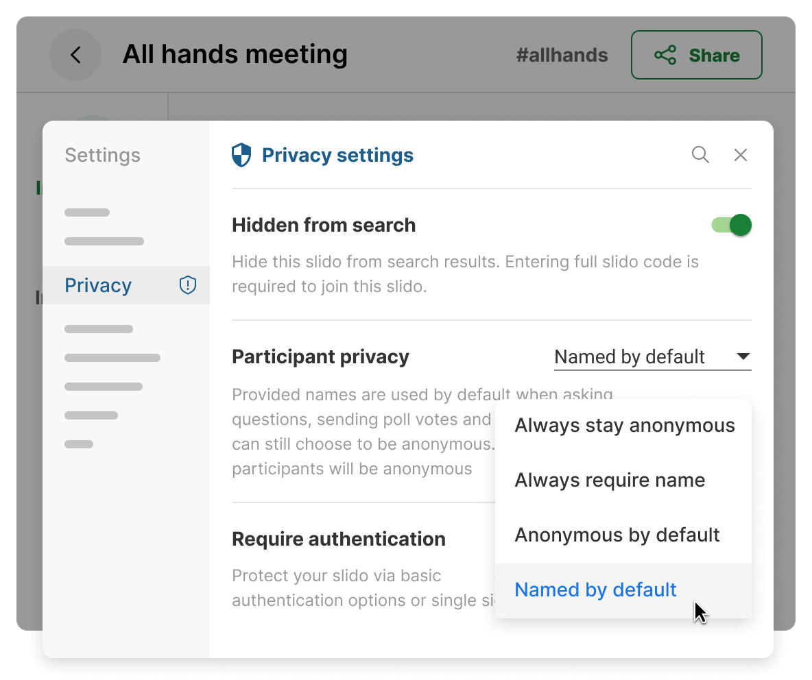 Manage participant privacy.